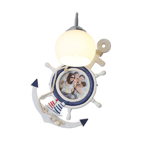 Global Wall Mounted Sconce with Milky Glass Shade for Kids