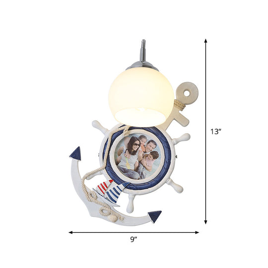Global Wall Mounted Sconce with Milky Glass Shade for Kids