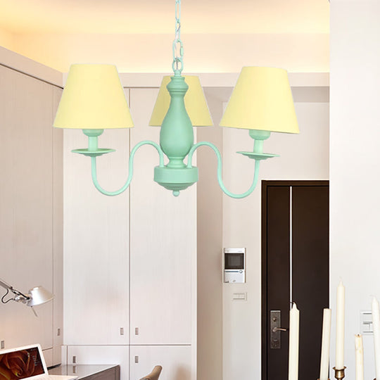 Nordic Stylish Metal Hanging Chandelier with Three Tapered Heads - Ideal for Cafes