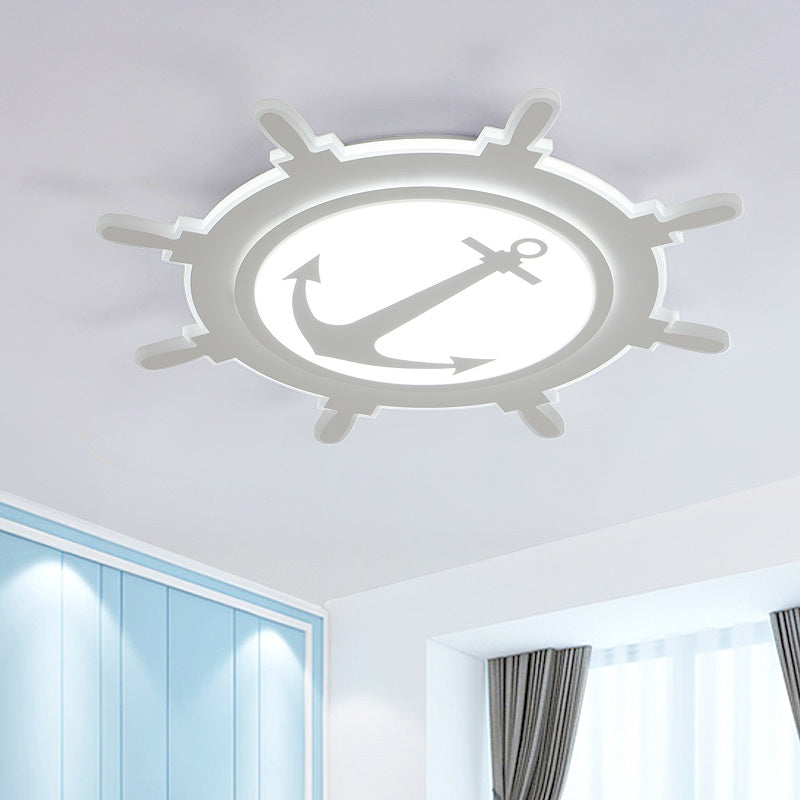 Rudder Baby Room Flush Mount Lamp LED Kids Ceiling Light - Blue/White, Warm/White (16.5"/20.5"/24.5" Width)