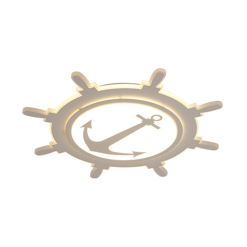 Rudder Baby Room Flush Mount Lamp LED Kids Ceiling Light - Blue/White, Warm/White (16.5"/20.5"/24.5" Width)