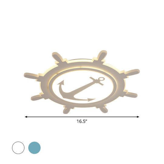 Rudder Baby Room Flush Mount Lamp LED Kids Ceiling Light - Blue/White, Warm/White (16.5"/20.5"/24.5" Width)