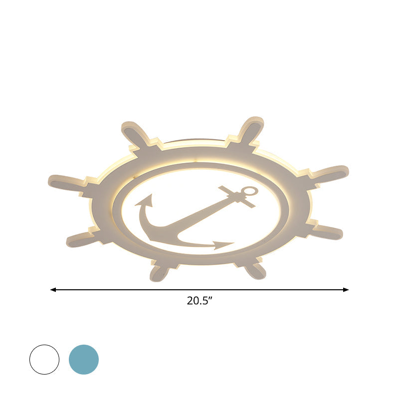 Rudder Baby Room Flush Mount Lamp LED Kids Ceiling Light - Blue/White, Warm/White (16.5"/20.5"/24.5" Width)