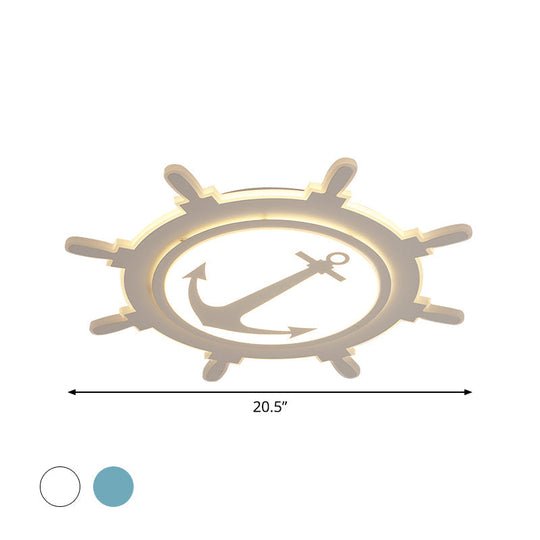 Rudder Baby Room Flush Mount Lamp LED Kids Ceiling Light - Blue/White, Warm/White (16.5"/20.5"/24.5" Width)