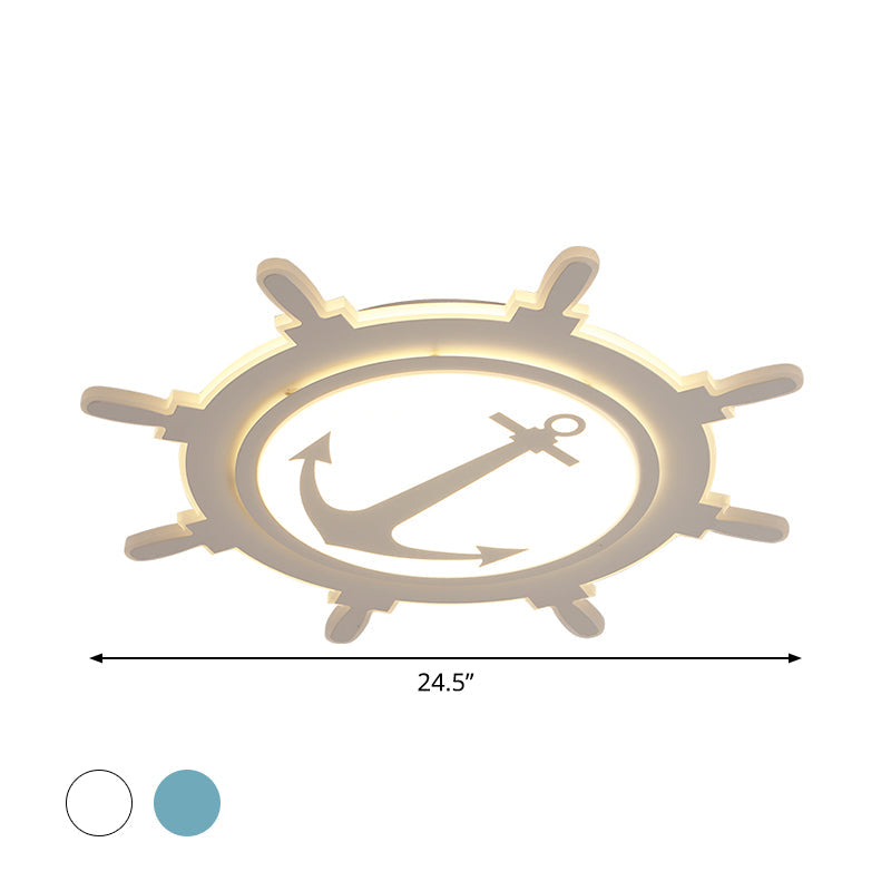 Rudder Baby Room Flush Mount Lamp LED Kids Ceiling Light - Blue/White, Warm/White (16.5"/20.5"/24.5" Width)