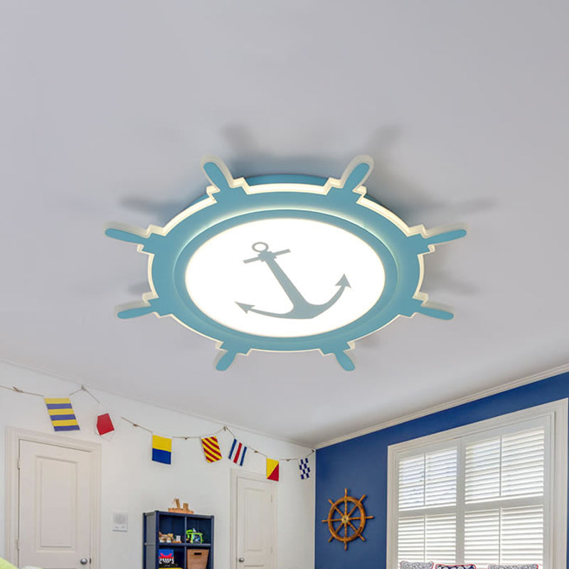 Rudder Baby Room Flush Mount Lamp LED Kids Ceiling Light - Blue/White, Warm/White (16.5"/20.5"/24.5" Width)