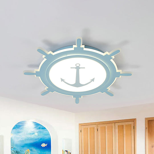 Rudder Baby Room Flush Mount Lamp LED Kids Ceiling Light - Blue/White, Warm/White (16.5"/20.5"/24.5" Width)