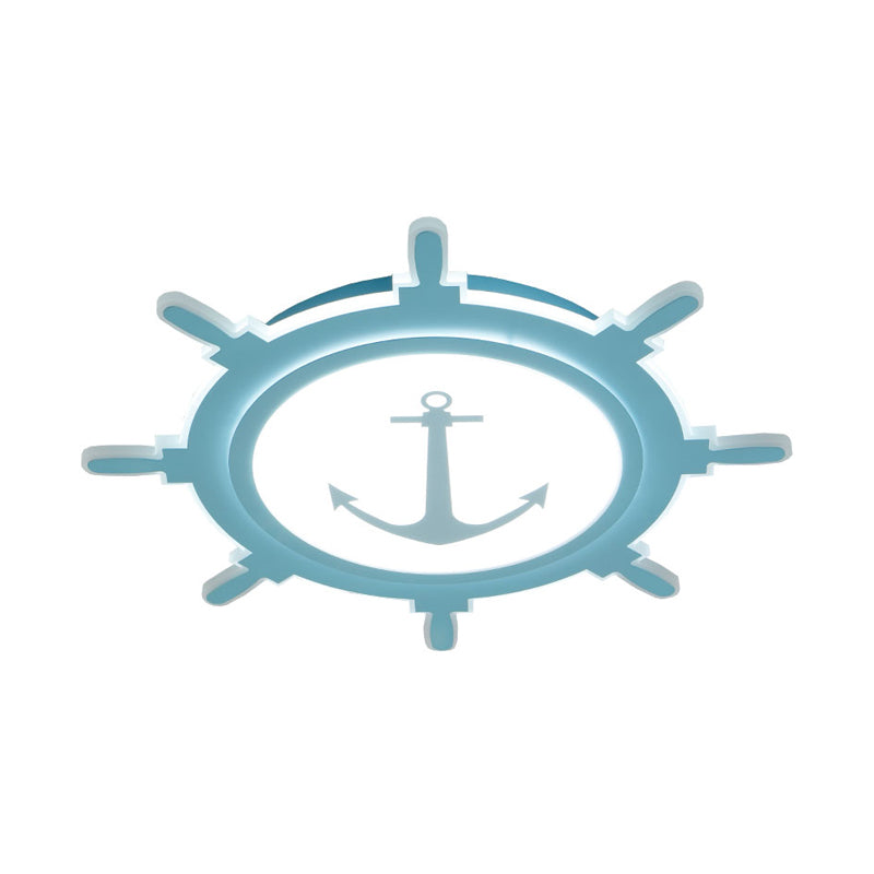 Rudder Baby Room Flush Mount Lamp LED Kids Ceiling Light - Blue/White, Warm/White (16.5"/20.5"/24.5" Width)