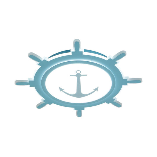 Rudder Baby Room Flush Mount Lamp LED Kids Ceiling Light - Blue/White, Warm/White (16.5"/20.5"/24.5" Width)