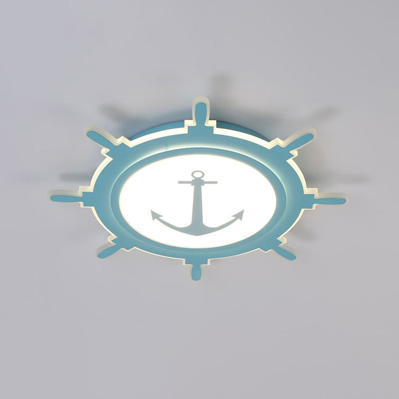 Rudder Baby Room Flush Mount Lamp LED Kids Ceiling Light - Blue/White, Warm/White (16.5"/20.5"/24.5" Width)