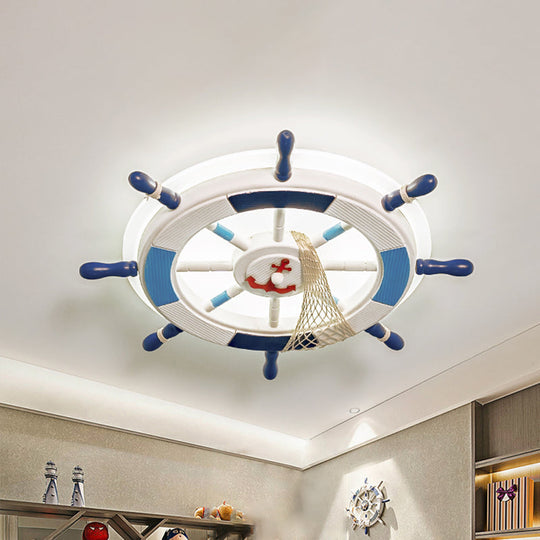 Blue LED Round Acrylic Ceiling Light with Creative Rudder Design - Flushmount Lighting