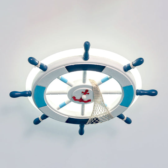 Blue LED Round Acrylic Ceiling Light with Creative Rudder Design - Flushmount Lighting