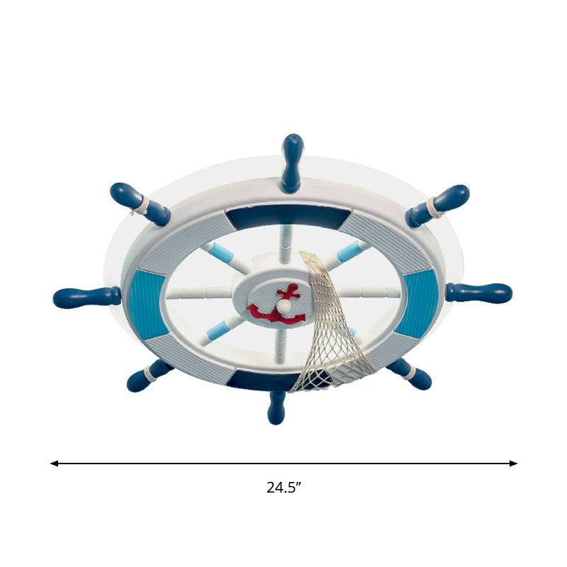 Blue LED Round Acrylic Ceiling Light with Creative Rudder Design - Flushmount Lighting