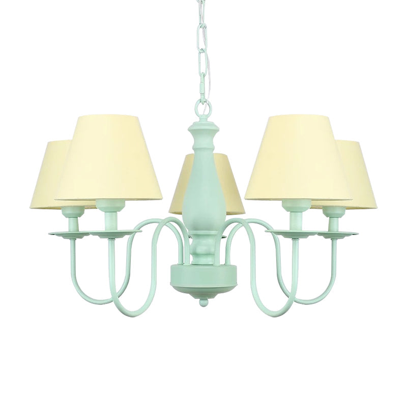 Nordic Style Fabric Shade Suspension Light Chandelier - 5 Lights, Ideal for Living Room