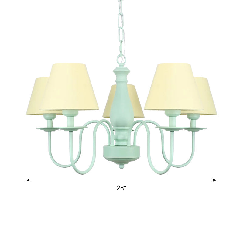 Nordic Style Fabric Shade Suspension Light Chandelier - 5 Lights, Ideal for Living Room