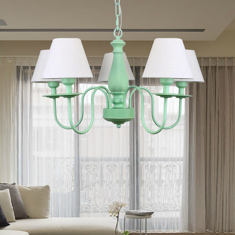 Nordic Style Fabric Shade Suspension Light Chandelier - 5 Lights, Ideal for Living Room