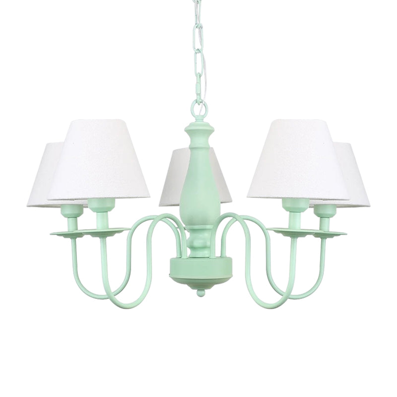 Nordic Style Fabric Shade Suspension Light Chandelier - 5 Lights, Ideal for Living Room