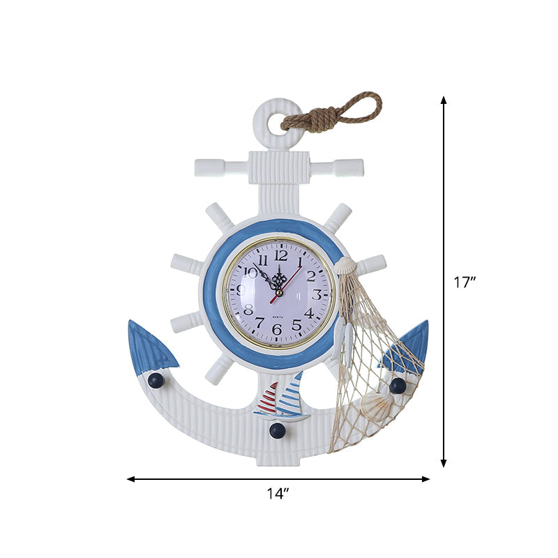 Blue Wood LED Kids Anchor Wall Sconce Light for Bedroom, Warm/White Lighting