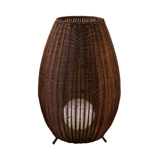 Modern Woven Oval Floor Lamp - Asian Rattan Beige/Brown with Inner Spherical Shade