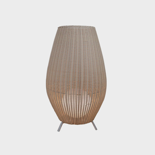Modern Woven Oval Floor Lamp - Asian Rattan Beige/Brown with Inner Spherical Shade
