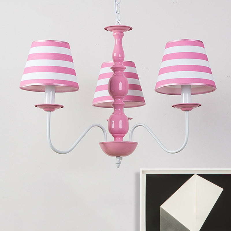 Nordic Style Pink Fabric Stripe Suspension Chandelier for Restaurants