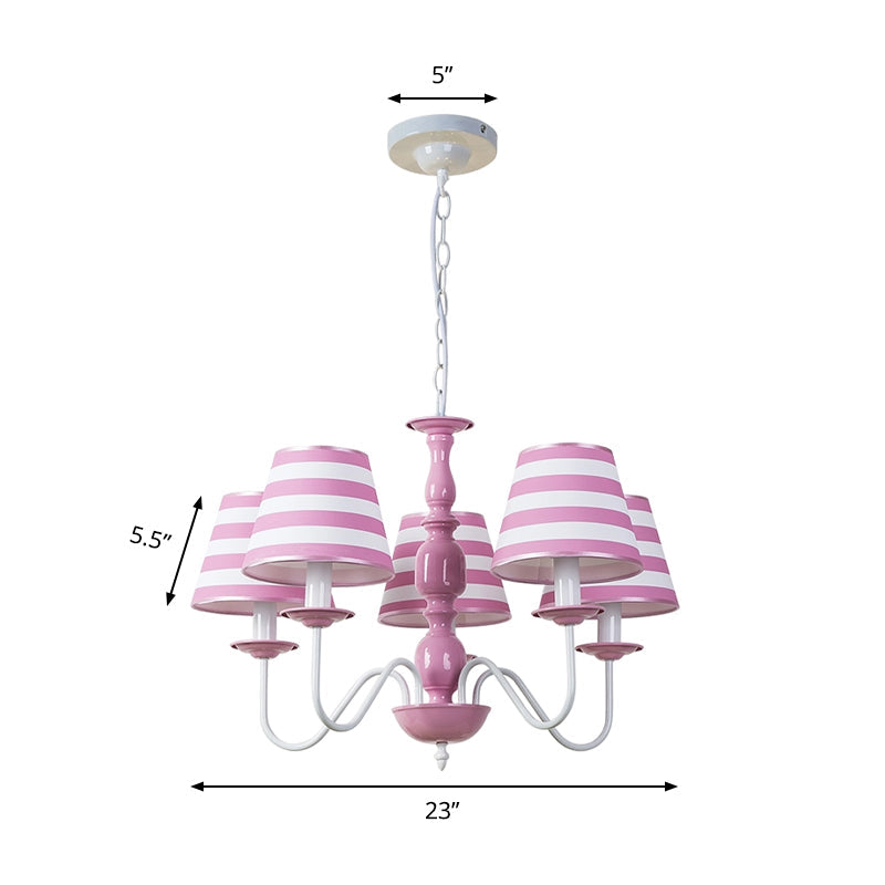 Nordic Style Pink Fabric Stripe Suspension Chandelier for Restaurants