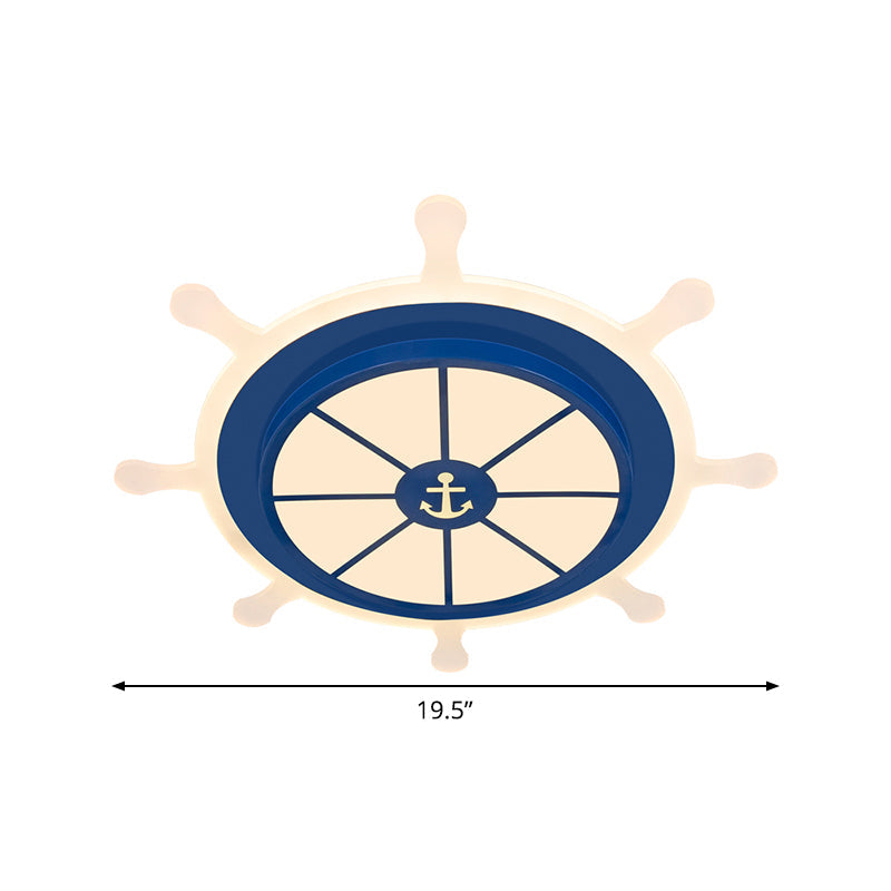 Rudder Flushmount LED Kids Ceiling Lamp - 19.5"/23.5" Acrylic, Blue, Warm/White Light