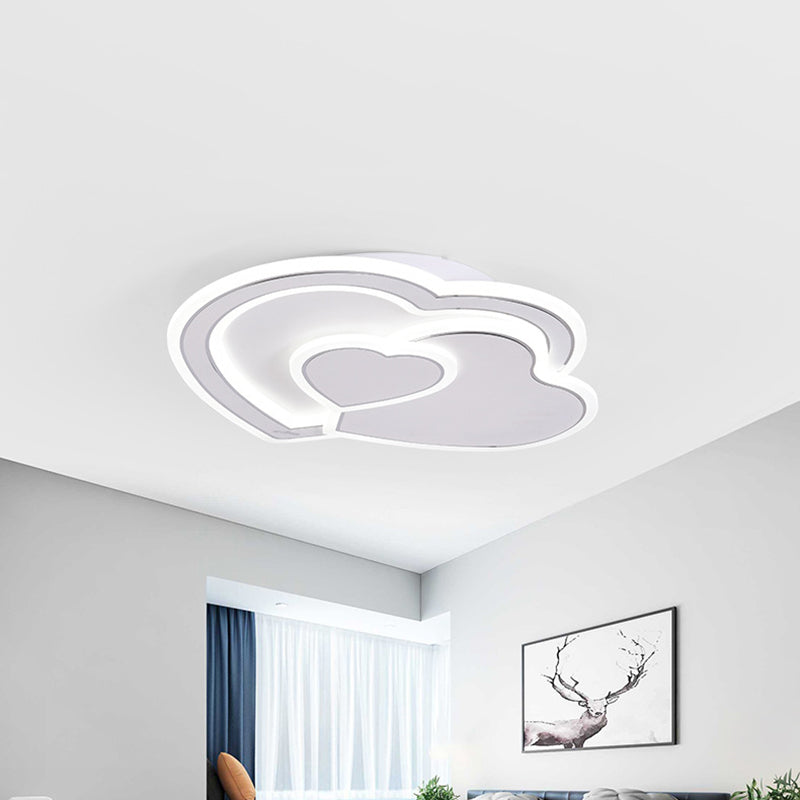 Modern Metal LED Ceiling Mounted Fixture for Guest Room - Minimalist Black & White Flush Light