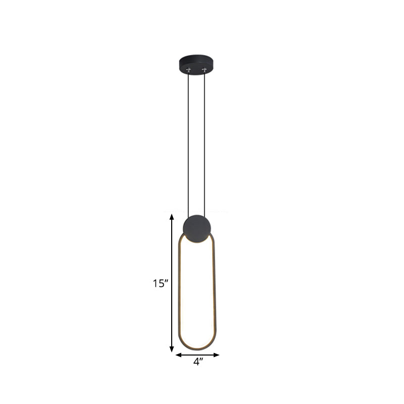 Minimalist Black Ellipse Pendant LED Ceiling Lamp in Warm/White Light