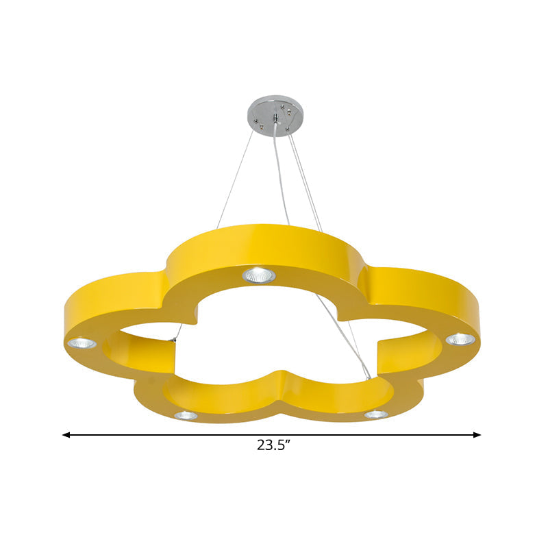 Yellow Flower LED Kids Ceiling Hang Light Fixture with Acrylic Chandelier Shade