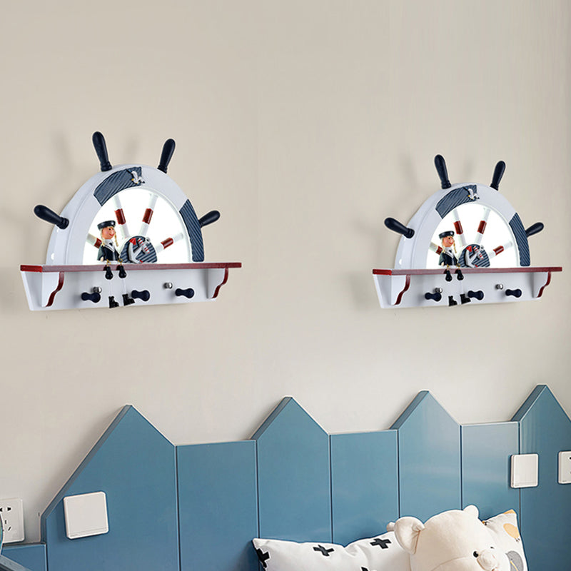 Sleek White Wood Wall Sconce with Acrylic Shade - Kids LED Light Fixture (Warm/White)