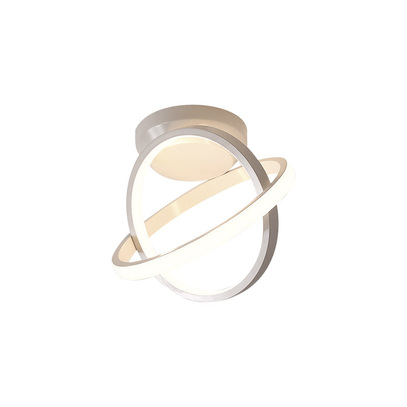 Sleek Metallic Black/White LED Flushmount Ceiling Lamp with Adjustable Warm/White Light - Minimalistic Ring Design