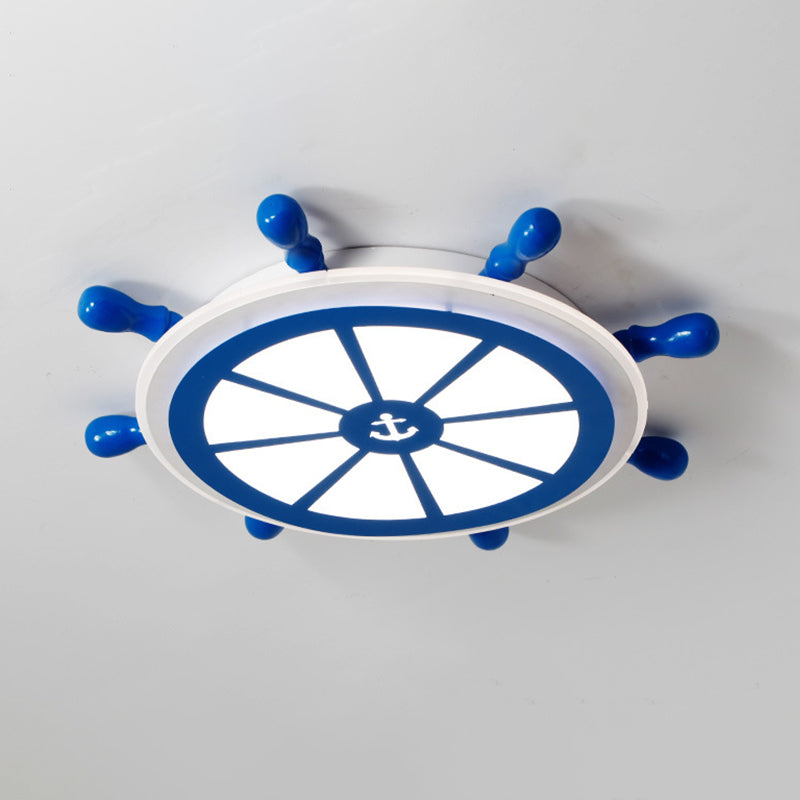 Kids LED Blue Flush Ceiling Light Fixture for Kindergarten - Acrylic Rudder Flushmount Lighting