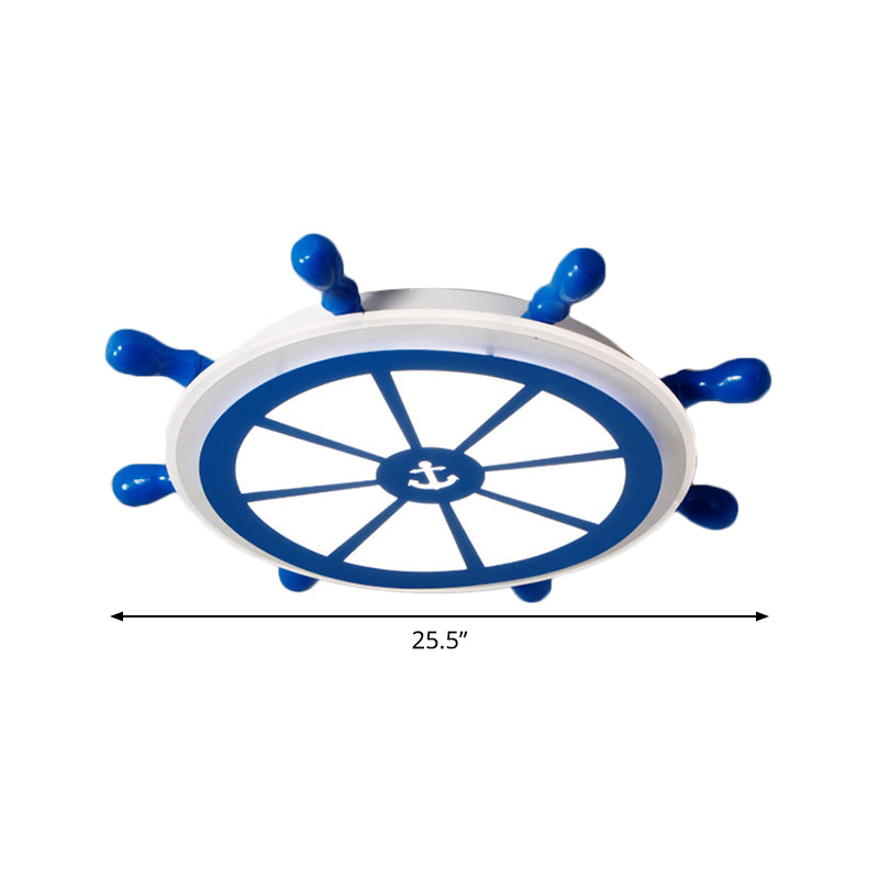 Kids LED Blue Flush Ceiling Light Fixture for Kindergarten - Acrylic Rudder Flushmount Lighting