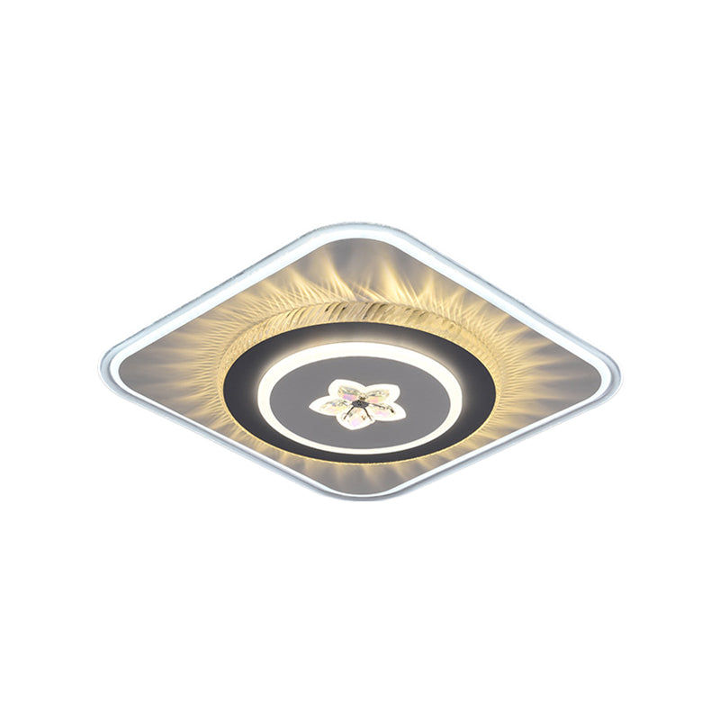 Grey Nordic Square Flush Mount LED Ceiling Light Fixture with Acrylic Design (Round/Heart)