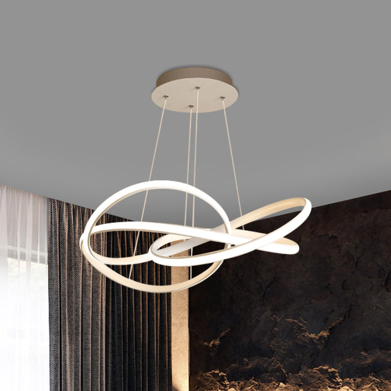 Modern Metallic Hanging Lamp: LED White Chandelier Lighting with Warm/White Light