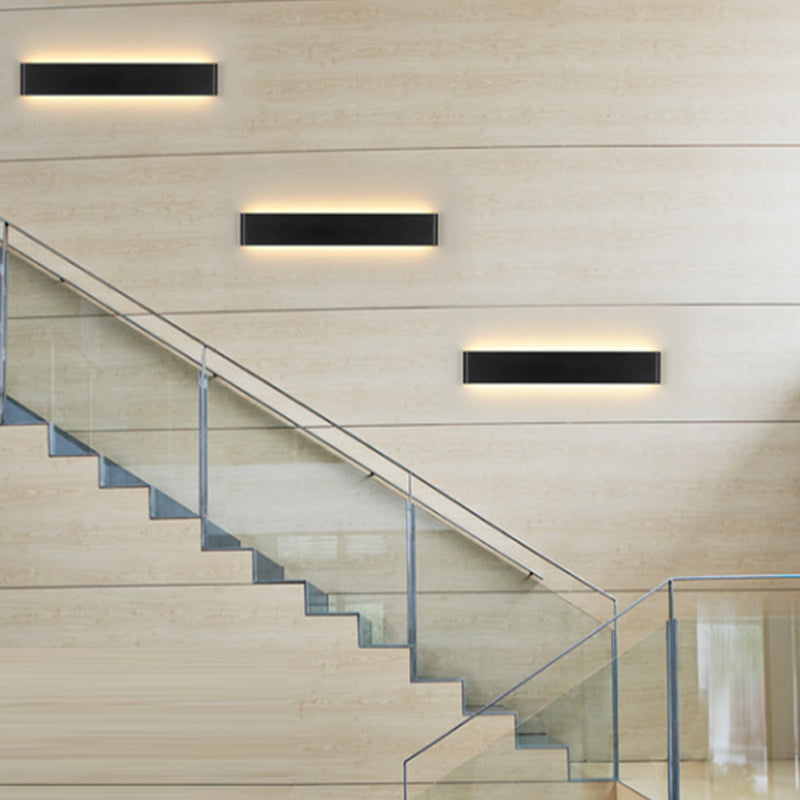 Modern Black/White LED Wall Lamp with Rectangular Metal Shade - Great Room Sconce Fixture