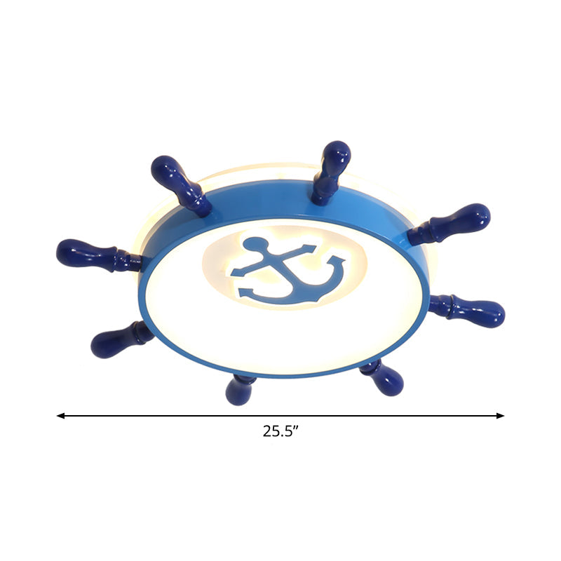 Blue LED Nursery Ceiling Light with Rudder Design and Warm/White Light - 21.5"/25.5" W