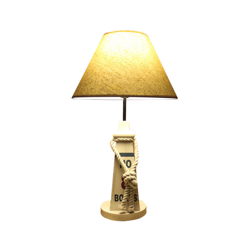 Trapezoid Base Kids' Night Light - Resin Table Lamp with Red/White Shade