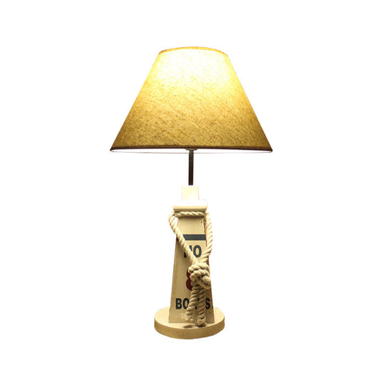 Trapezoid Base Kids' Night Light - Resin Table Lamp with Red/White Shade