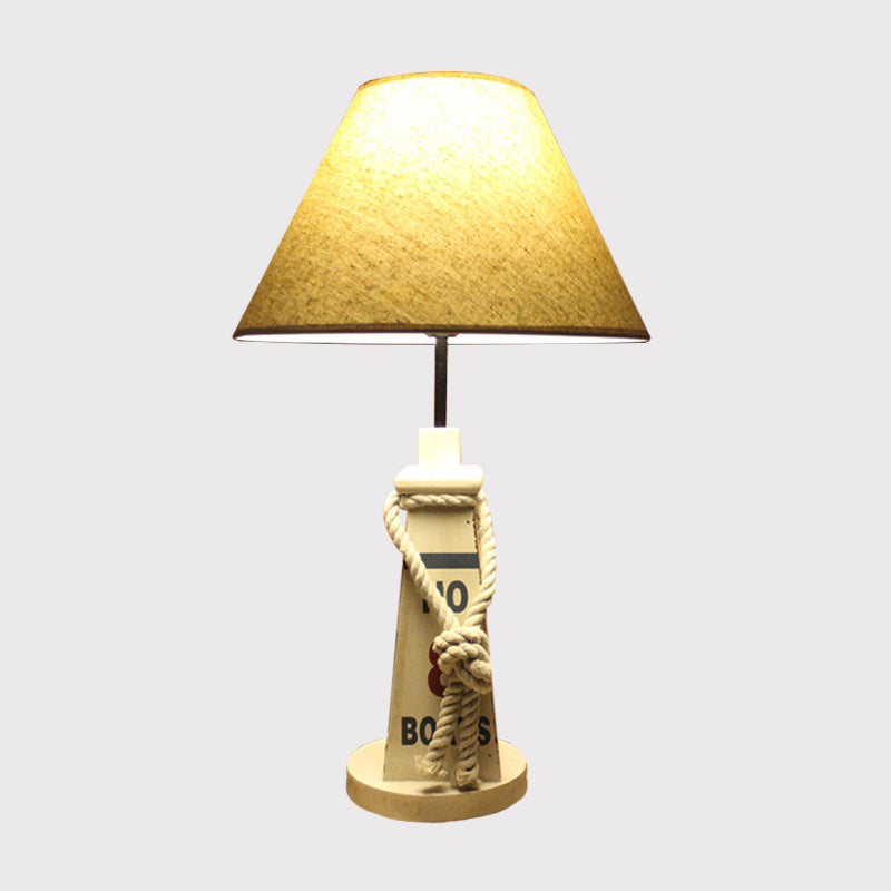 Trapezoid Base Kids' Night Light - Resin Table Lamp with Red/White Shade