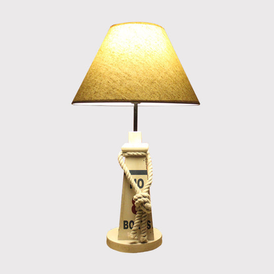 Trapezoid Base Kids' Night Light - Resin Table Lamp with Red/White Shade