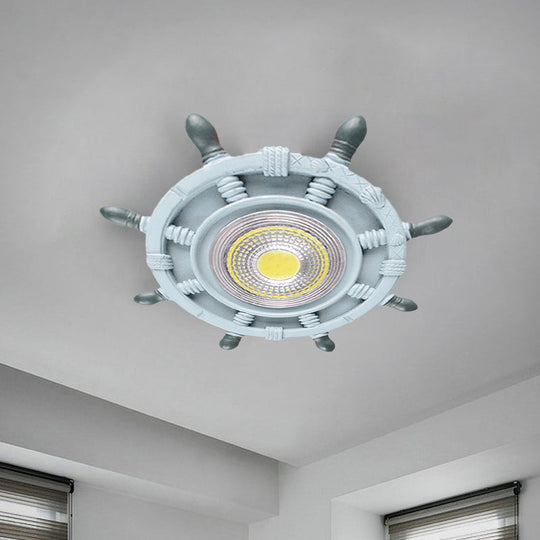 Navigate the Seas with the Rudder Flush Mount Lighting Fixture for Kids Room in Blue