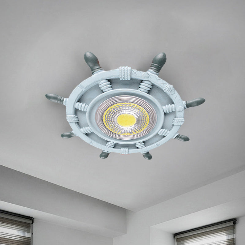 Navigate the Seas with the Rudder Flush Mount Lighting Fixture for Kids Room in Blue