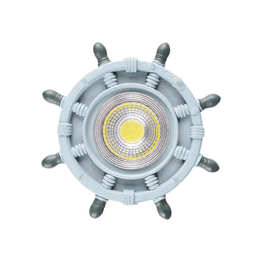 Navigate the Seas with the Rudder Flush Mount Lighting Fixture for Kids Room in Blue