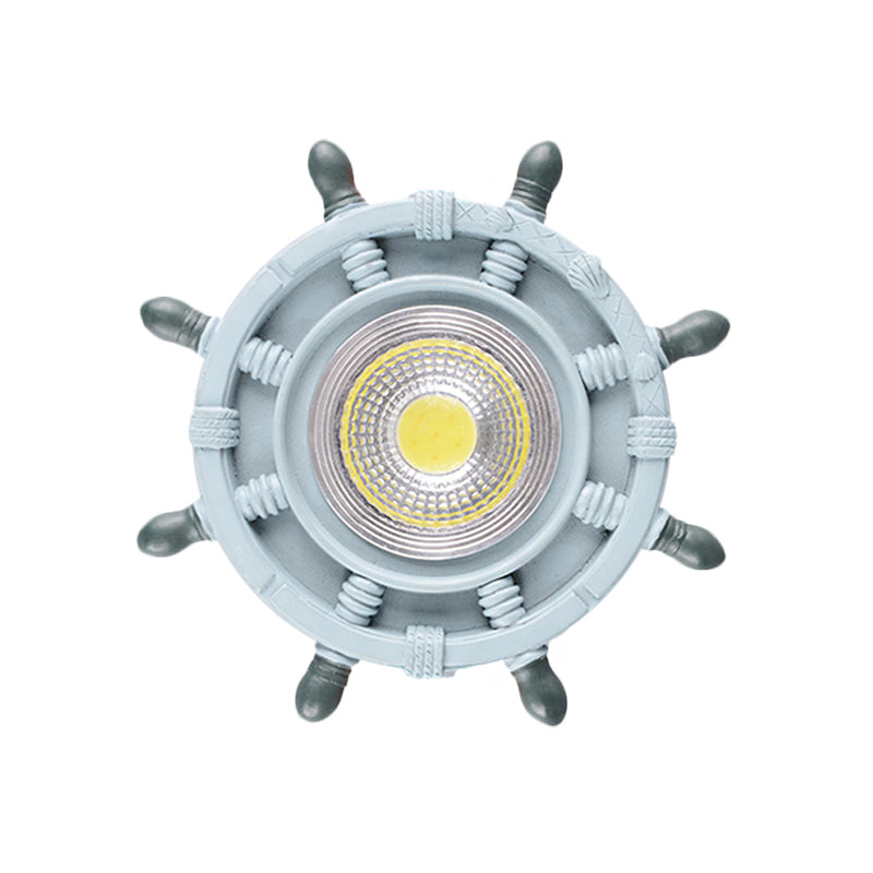 Navigate the Seas with the Rudder Flush Mount Lighting Fixture for Kids Room in Blue