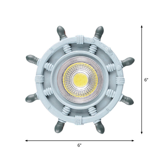 Navigate the Seas with the Rudder Flush Mount Lighting Fixture for Kids Room in Blue