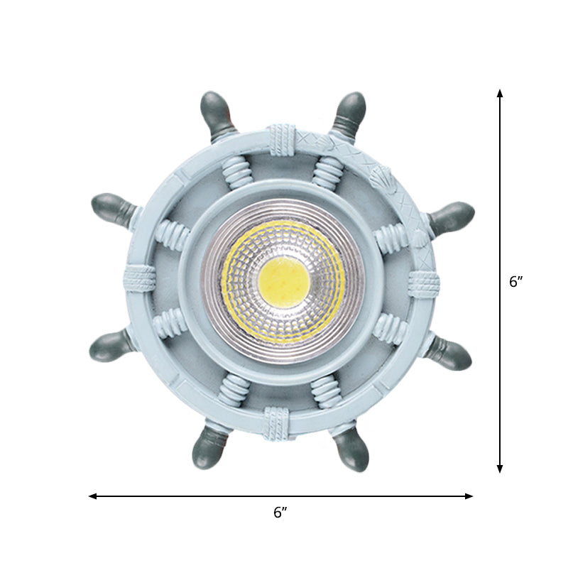 Navigate the Seas with the Rudder Flush Mount Lighting Fixture for Kids Room in Blue