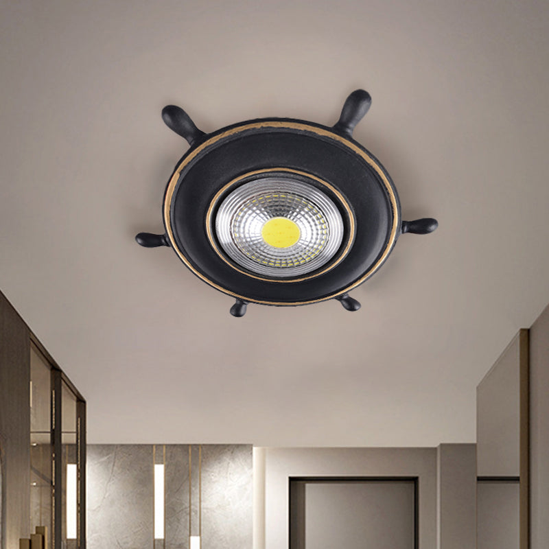 Navigate the Seas with the Rudder Flush Mount Lighting Fixture for Kids Room in Blue