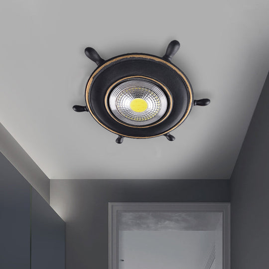 Navigate the Seas with the Rudder Flush Mount Lighting Fixture for Kids Room in Blue